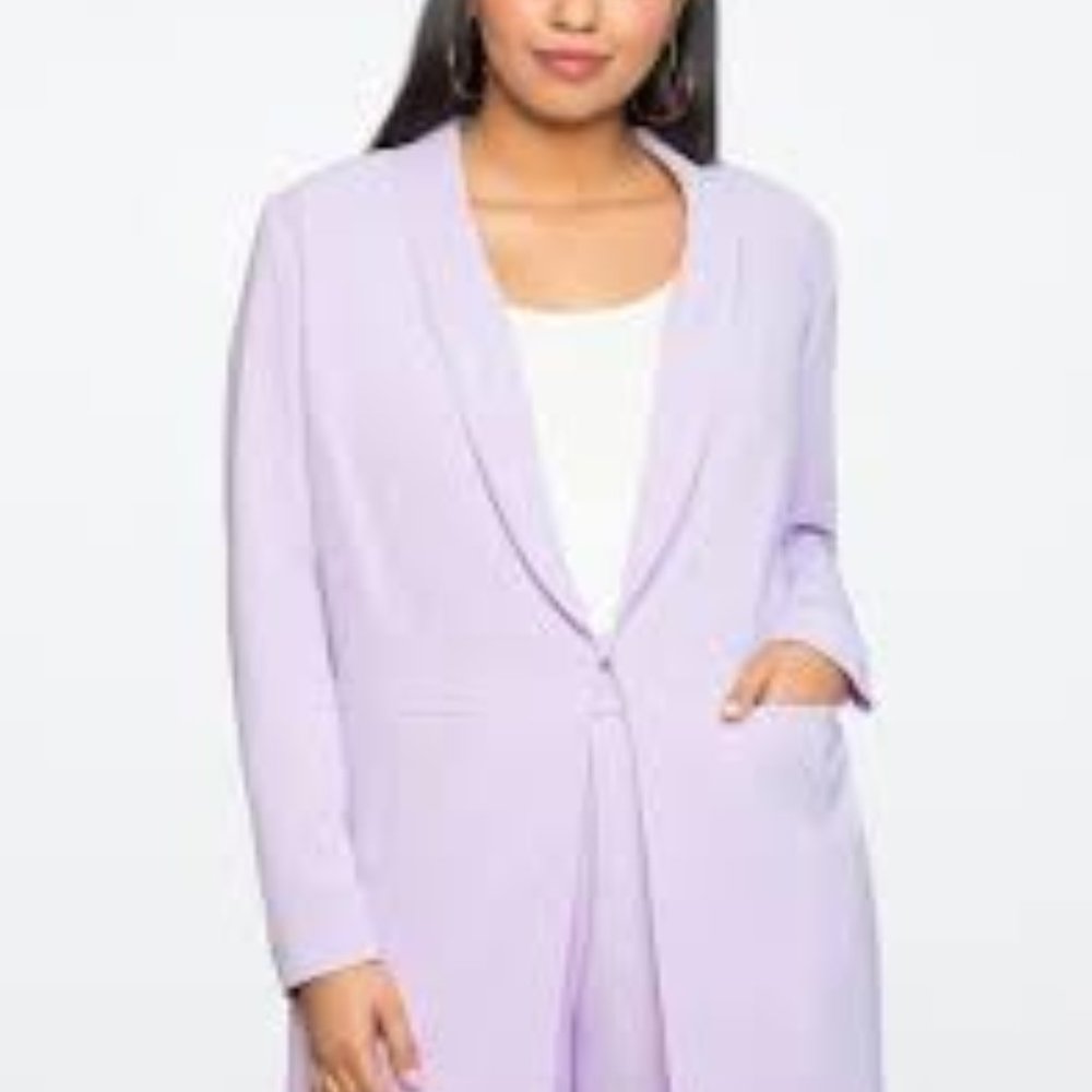 Eloquii Long Essential blazer in lilac lavender Size 18